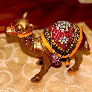 Jeweled Camel decoration Red Gold Orange Rhinestones